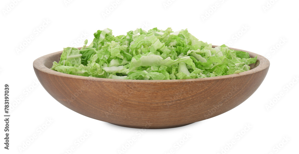 Shredded fresh Chinese cabbage in bowl isolated on white Shredded fresh Chinese cabbage in bowl isolated on white