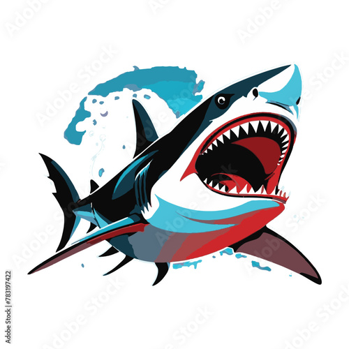 vector isolation, clipart a wild white shark