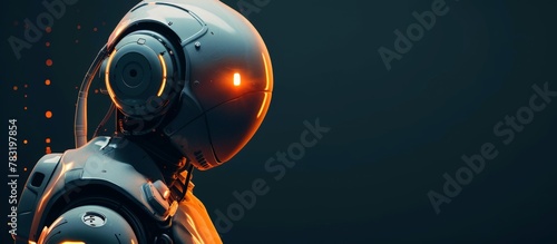 Robot displaying luminous eyes and head