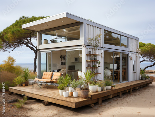 The house is made of a used shipping container that has been modified according to the wishes of the owner. The house is small in size but complete with basic facilities.