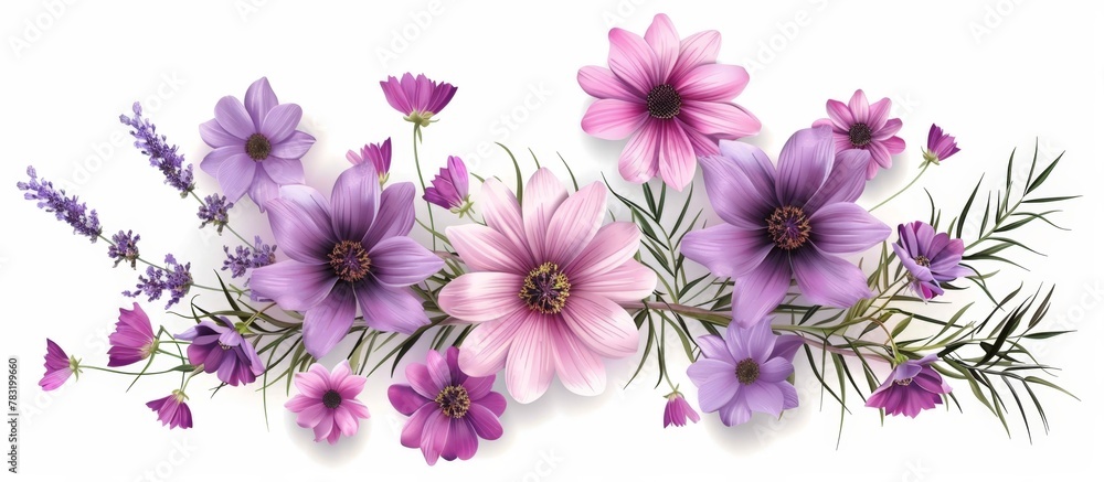 Purple blossoms set against a clean white backdrop