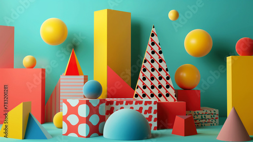 カラフルな3Dのコンポジション。幾何学的な立体背景。 photo