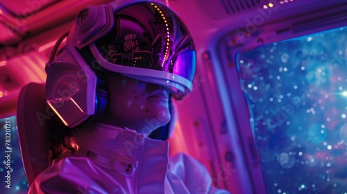 Astronaut in Helmet Gazing ...