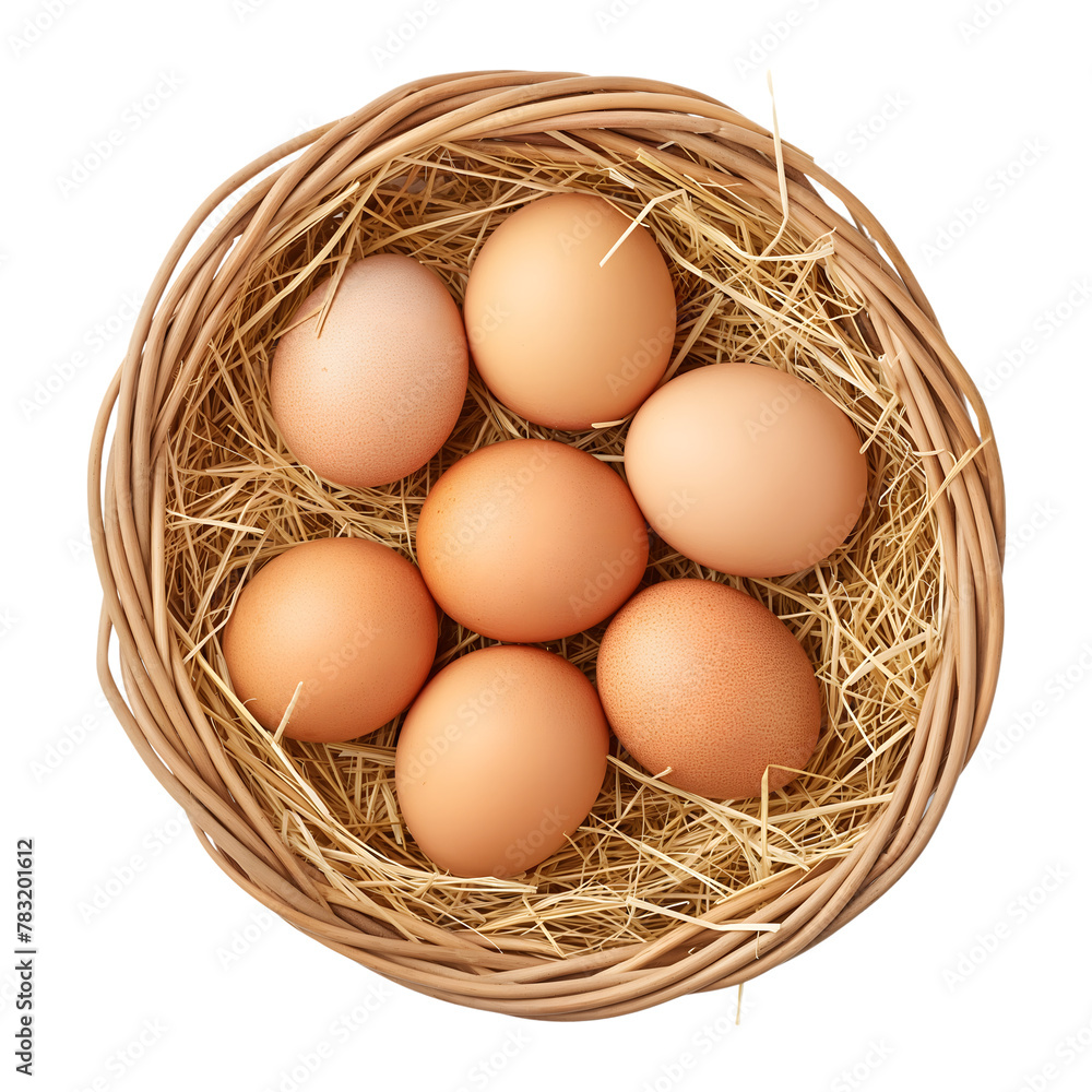 eggs in basket isolated on transparent background Generative Ai. eggs in basket isolated on transparent background Generative Ai.