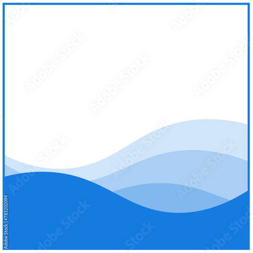 blue square frame bottom bar wave