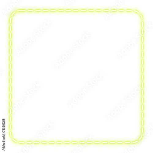 yellow square frame line stitch and neon light