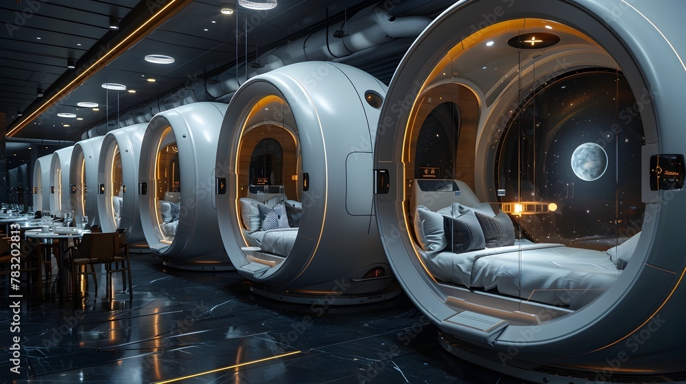 Floating Culinary Capsules in Zero Gravity Space Age Lounge Floating Culinary Capsules in Zero Gravity Space Age Lounge