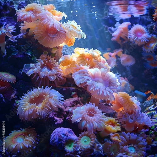 Ethereal Underwater Coral Garden Teeming with Vibrant Marine Life