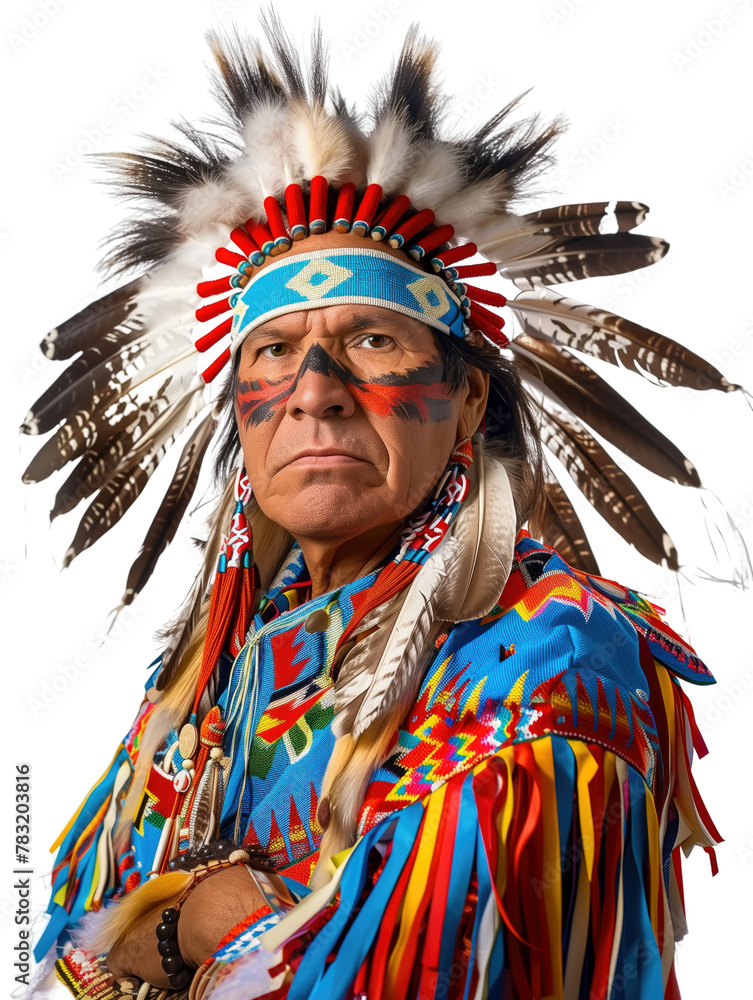 American Indian traditional outfit and decor transparent background