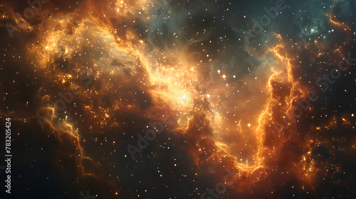 Fiery Nebula Clouds in Deep Space, A Cosmic Phenomenon, Generative AI