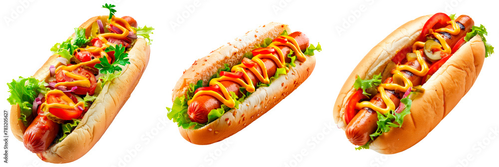 Set of hot dog, isolated on transparent background Set of hot dog, isolated on transparent background