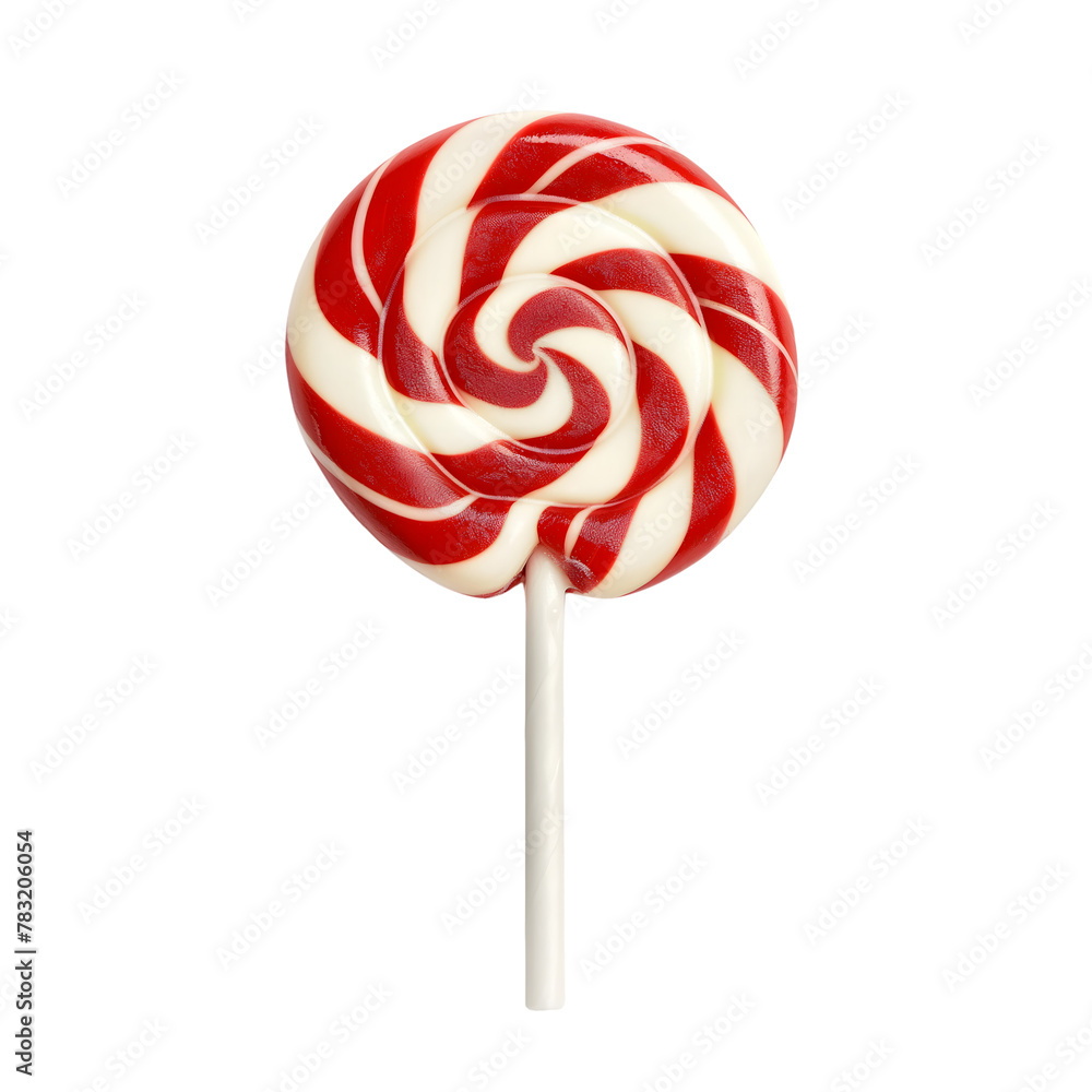 red and white lollipop isolated on transparent background Generative Ai. red and white lollipop isolated on transparent background Generative Ai.