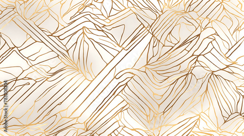 Abstract simple geometric vector seamless pattern with gold line texture on white background. Light modern simple wallpaper, bright tile backdrop, monochrome graphic element