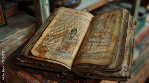 old religious spiritual holy book antique faith - by generative ai