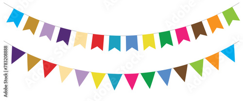 Carnival garland with flags isolated on white background. Decorative colorful pennants for birthday celebration, festival and bright decoration ideas 5