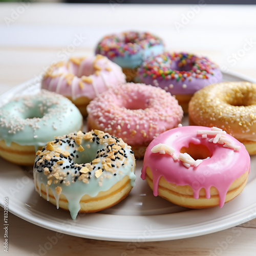 Tasty donuts with colorful. assorted donuts with chocolate, pink glazed. 