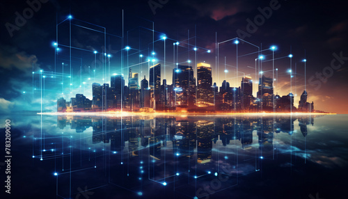 Smart City Of Cyberspace And Metaverse, Technology Digital Network Connection, Social Network Connection. digital network concept. 