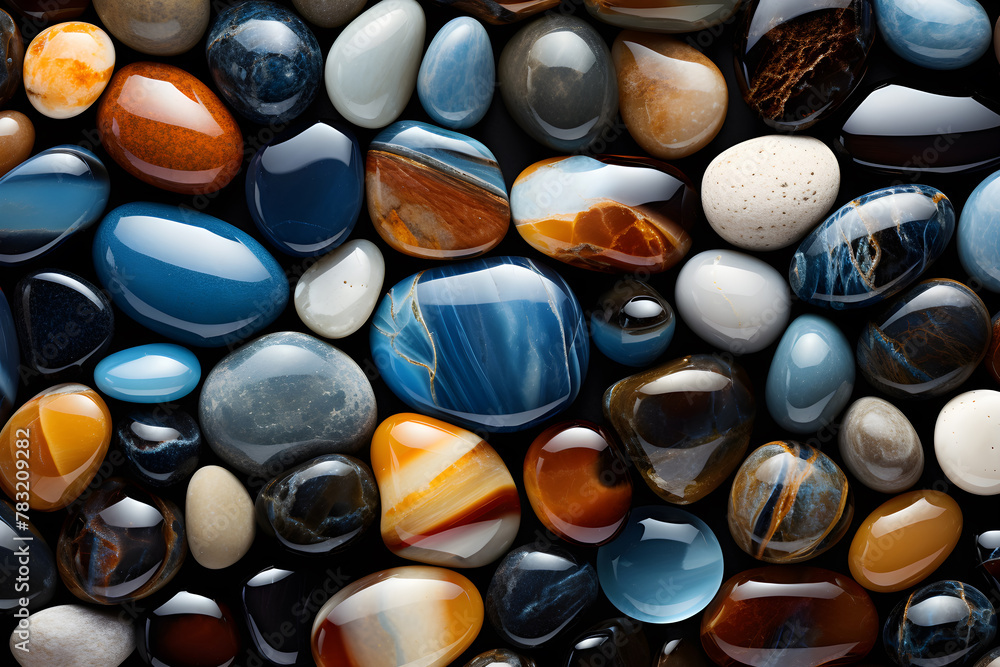 Sea stones of different colors and shapes. rock on the beach. Сolored pebbles on the seashore. Sea stones of different colors and shapes. rock on the beach. Сolored pebbles on the seashore.