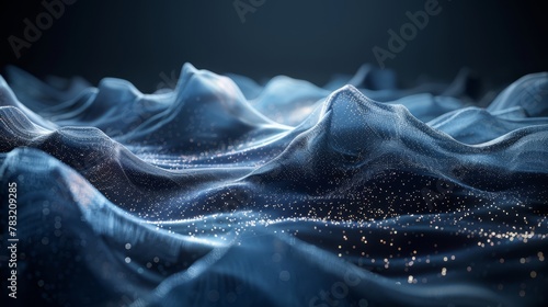 Gentle light waves in a minimalist 3D-rendered digital ocean, symbolizing data streams © Anuwat