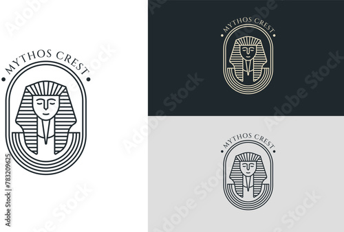 Ancient Egyptian Inspired Logo for Mythos Crest - Pharaoh Illustration Minimalist Design