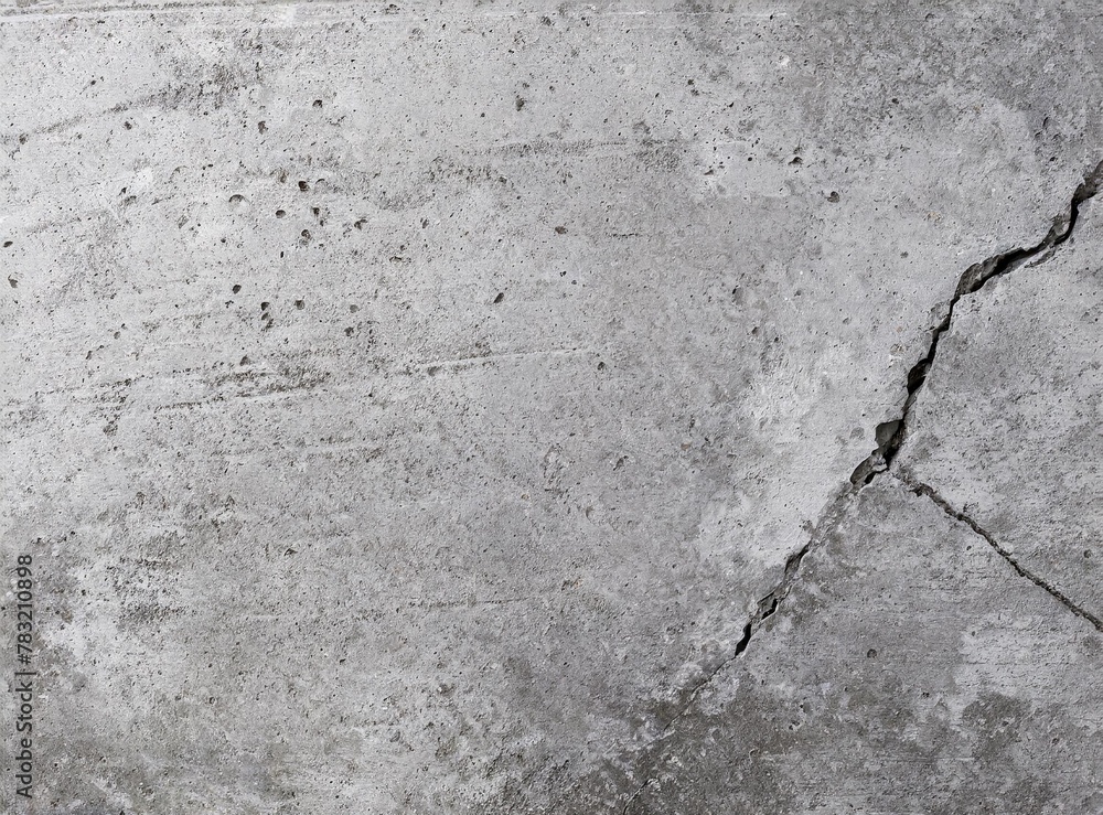 Fototapeta premium Grey wall with cracks. Concrete texture background.
