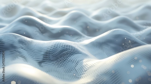 Abstract tech wave, minimalist style with gentle light pulses, 3D render