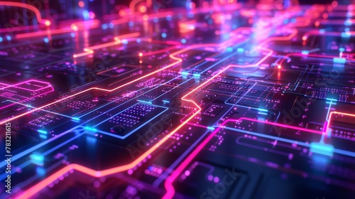 Wallpaper Mural Cyber worlds neon transport system, moving data at the speed of light. Torontodigital.ca