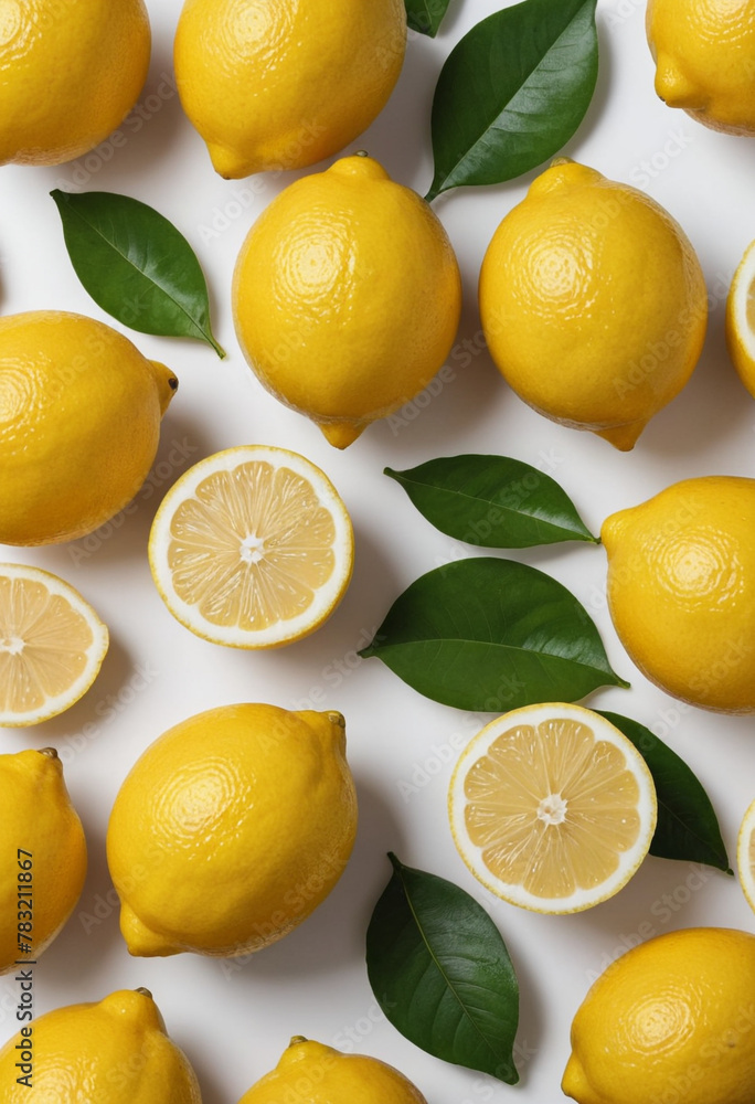 Fresh lemon on isolated white background , juicy and fresh, top view, Flat lay, no shadows Fresh lemon on isolated white background , juicy and fresh, top view, Flat lay, no shadows