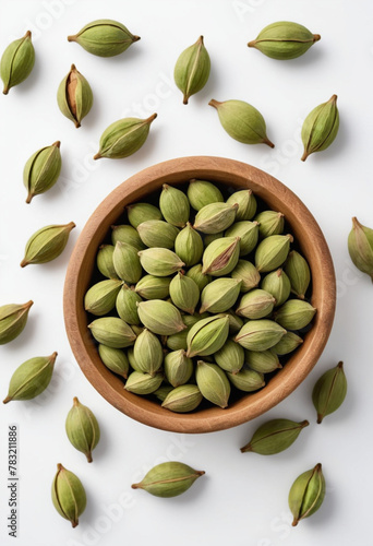 Wallpaper Mural Fresh cardamom on isolated white background , juicy and fresh, top view, Flat lay, no shadows Torontodigital.ca