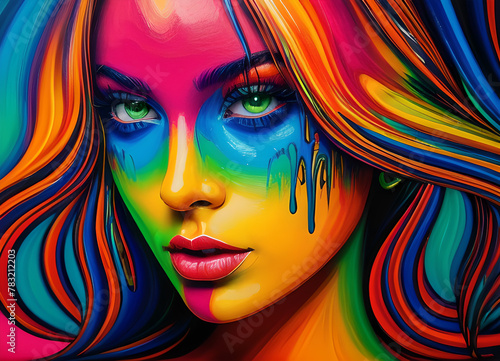 Girl in obstructive oil paints,generative ai © LIUBOMYR
