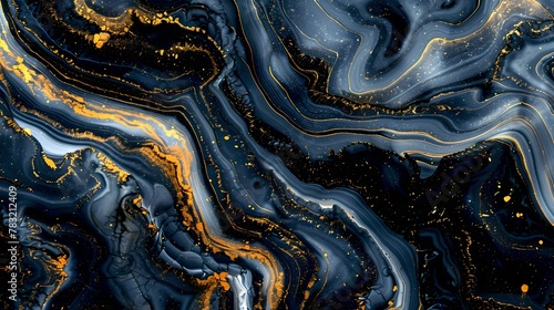 Elegant swirls of gold and blue hues in abstract art. Trendy marble texture for wallpapers, backgrounds, and creative design. Ethereal fluid patterns that inspire. AI