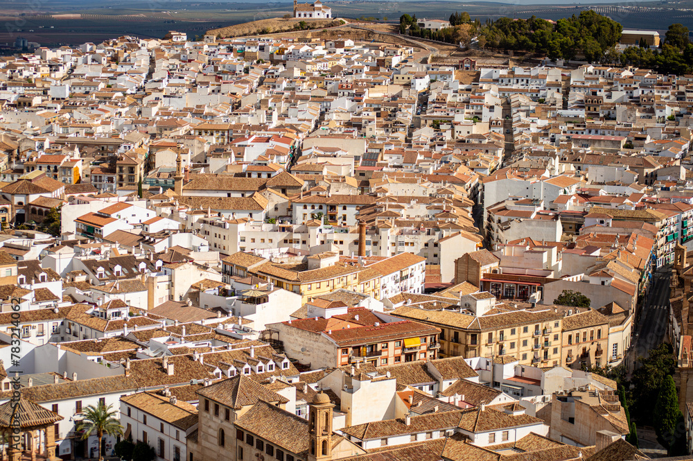 Panoramic view of the historical Andalusian city in Antequera, Spain