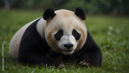 Panda Resting Peacefully on Grass