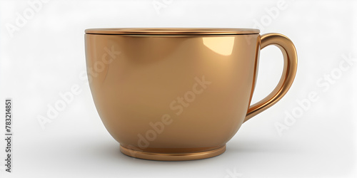 Gold Plastic Mug With Ray Tracing Style Smooth And Shiny,Golden Coffee Mug With Sleek Metallic Finish 3d Render.


