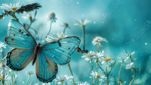Primavera Incantata- Sfondo Floreale con Farfalla in un Giardino Fiorito Primaverile II