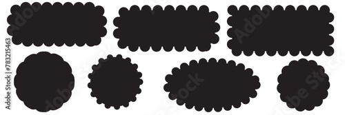 Scalloped rectangle shape multicolored. Clipart image isolated on white background