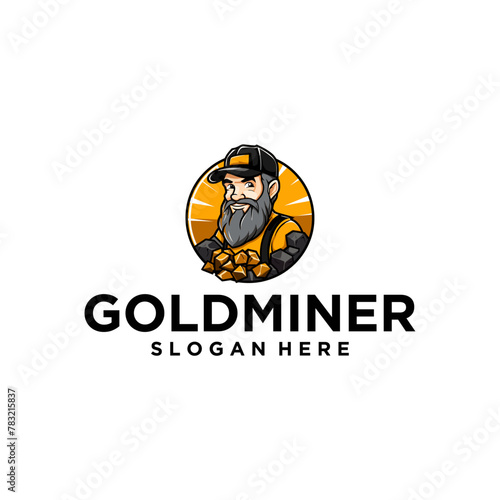 Gold miner logo vector illustration