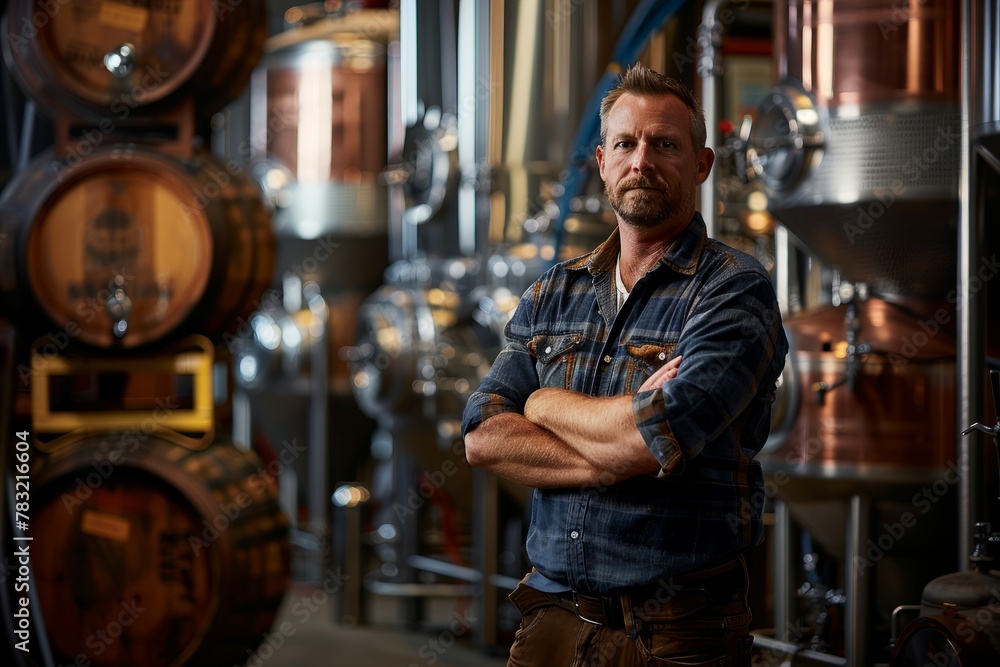 Confident Brewmaster in Brewery Environment