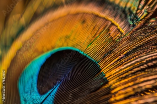 Artistic Detail of Peacock Feather with Natural Water Droplets © Ilia Nesolenyi
