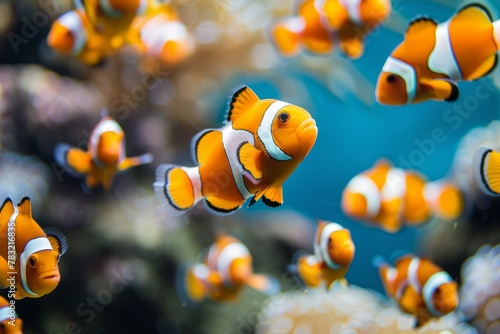 Vivid Clownfish Frontal in Ocean Flora