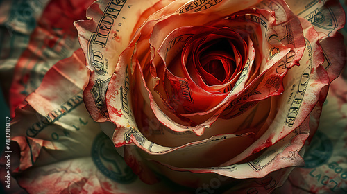 Dollar Rose Capturing Money in Bloom  [created with generative AI technology]