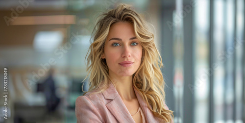 Professional blonde woman in modern workspace Free Download Professional blonde woman in modern workspace - GFXLoad