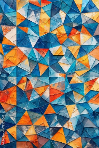 background with Triangle pattern abstract style in blue and orange Vibrant Colors vector design