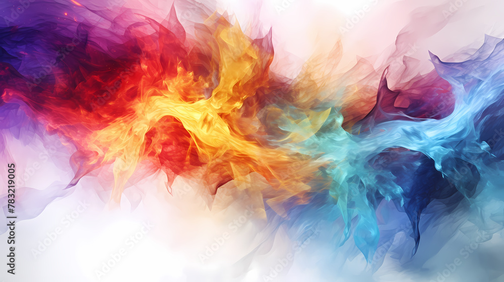 Abstract Colorful Smoke Art on White Background
