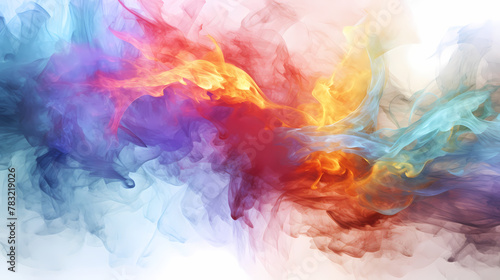 Abstract Colorful Smoke Art on White Background