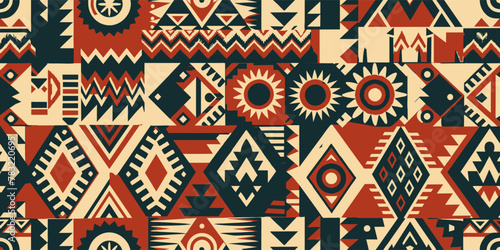 Colorful and vibrant traditional african pattern background with geometric. Ethnic. And textile design. Representing the rich culture and art of the region. In a decorative. Handmade. Fabric