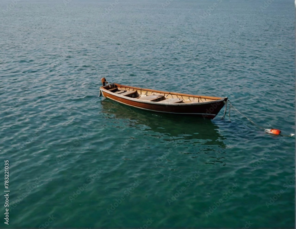 empty boat on the water. No people.