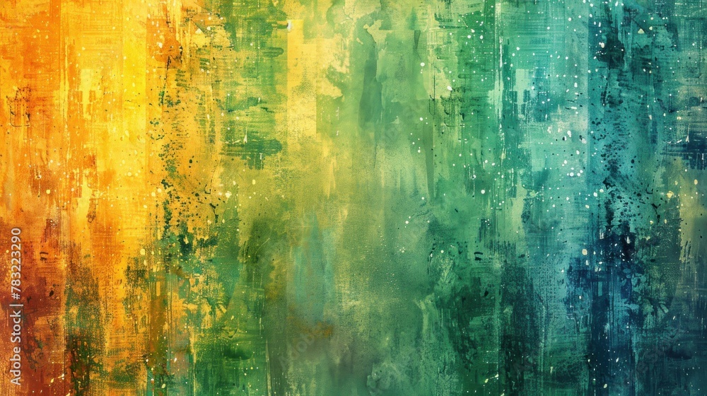A colorful painting with a green and yellow stripe A colorful painting with a green and yellow stripe