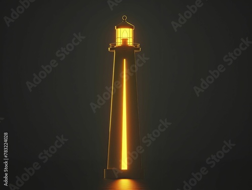 Minimalist depiction of a lighthouse beam forming a trophy shape, guiding the way to business success.