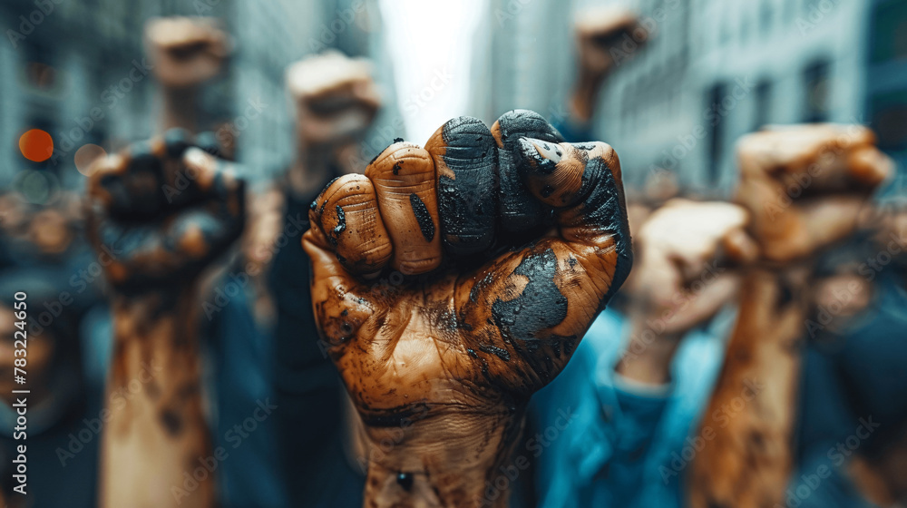 Holding fists up in the air, Generative AI Holding fists up in the air, Generative AI